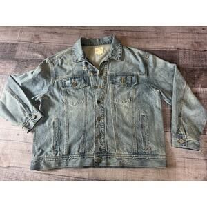 Unpublished Anthropologie Blue Jean Denim Jacket Women’s Size XL Distressed
